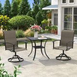 Vicllax 3 Pcs Outdoor Dining Set, 27.6" Square Bar Table and 2 Swivel Chairs