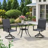 Vicllax 3 Pcs Outdoor Dining Set, 27.6" Square Bar Table and 2 Swivel Chairs