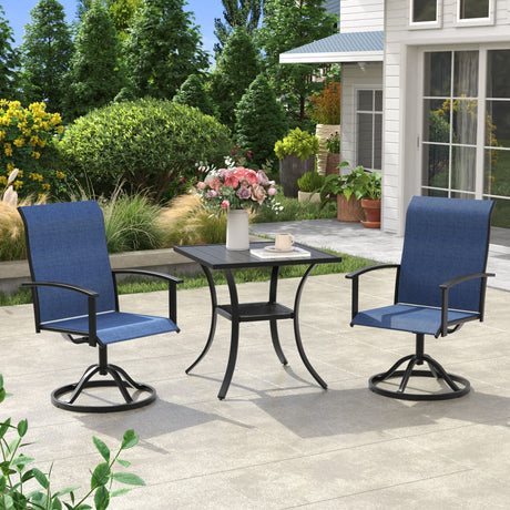 Vicllax 3 Pcs Outdoor Dining Set, 27.6" Square Bar Table and 2 Swivel Chairs