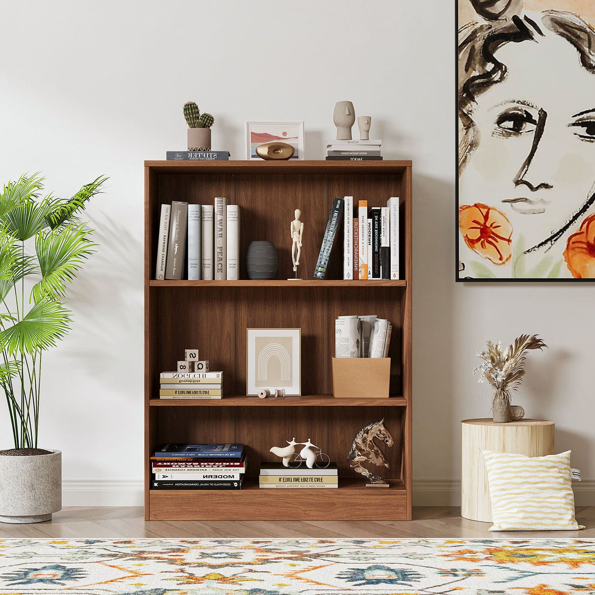 Vicllax Wooden Bookcase, 3/4/5 Shelf Display Open Bookshelves for Home Office