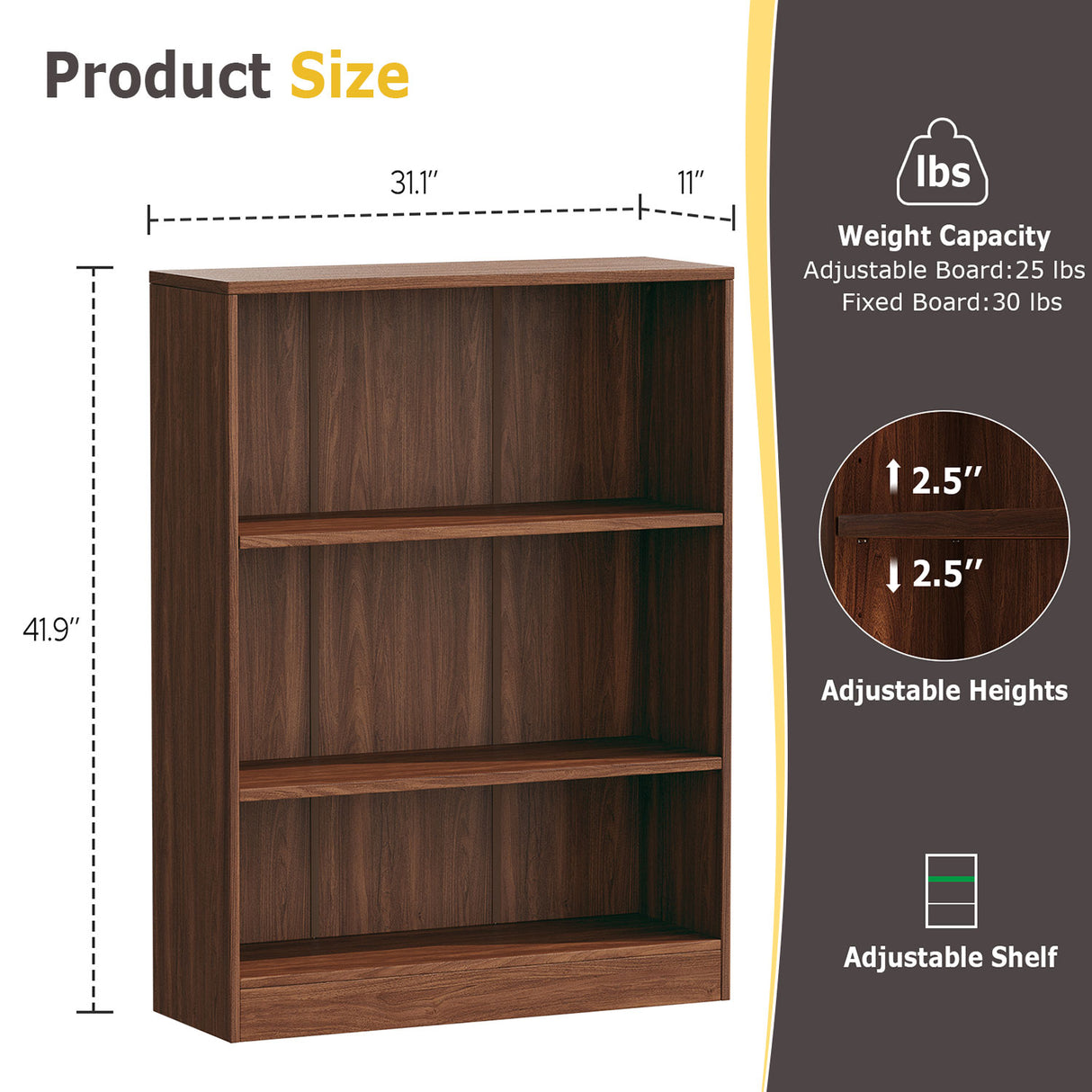 Vicllax Wooden Bookcase, 3/4/5 Shelf Display Open Bookshelves for Home Office