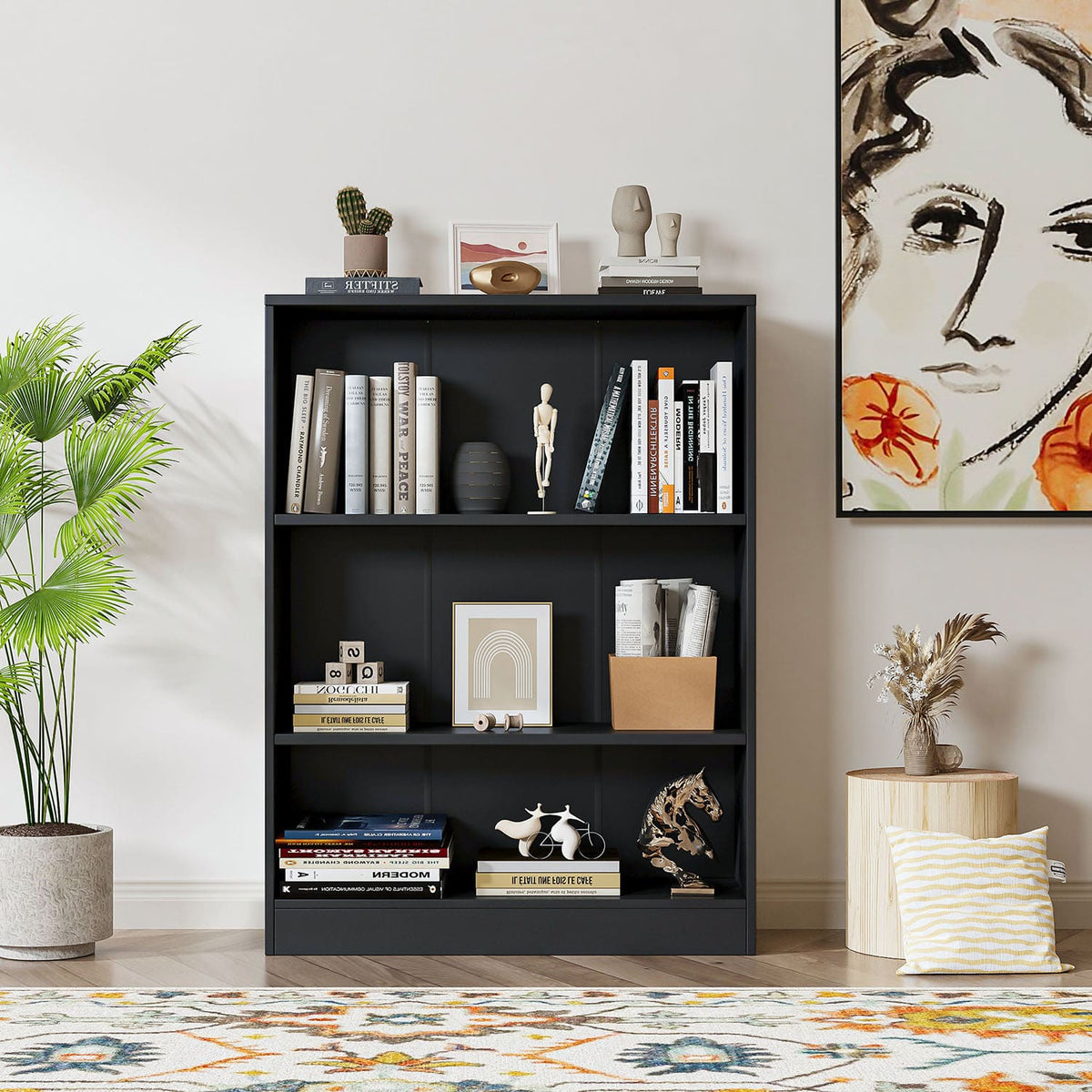 Vicllax Wooden Bookcase, 3/4/5 Shelf Display Open Bookshelves for Home ...