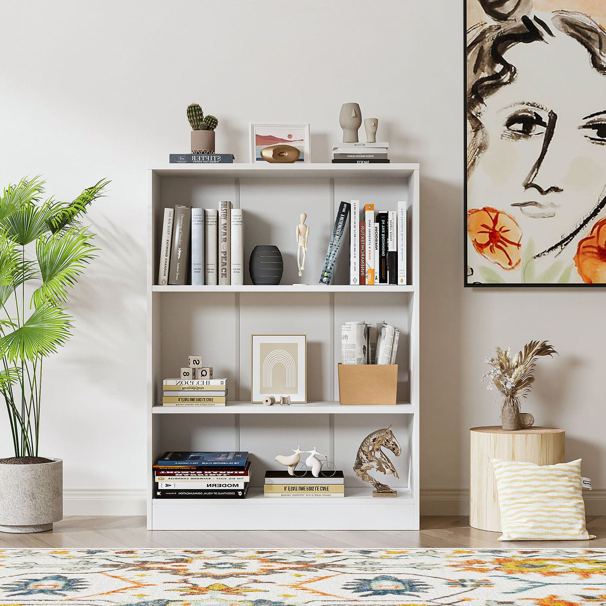 Vicllax Wooden Bookcase, 3/4/5 Shelf Display Open Bookshelves for Home Office