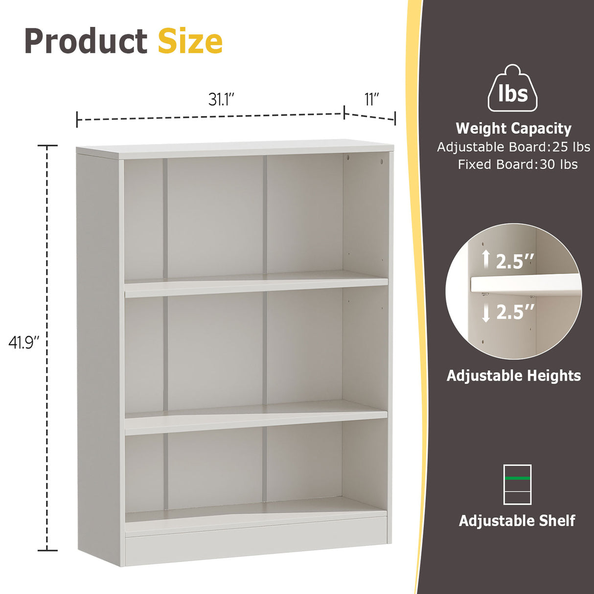 Vicllax Wooden Bookcase, 3/4/5 Shelf Display Open Bookshelves for Home Office