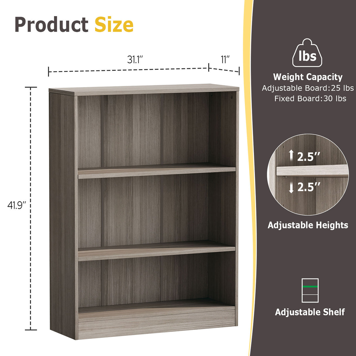 Vicllax Wooden Bookcase, 3/4/5 Shelf Display Open Bookshelves for Home Office