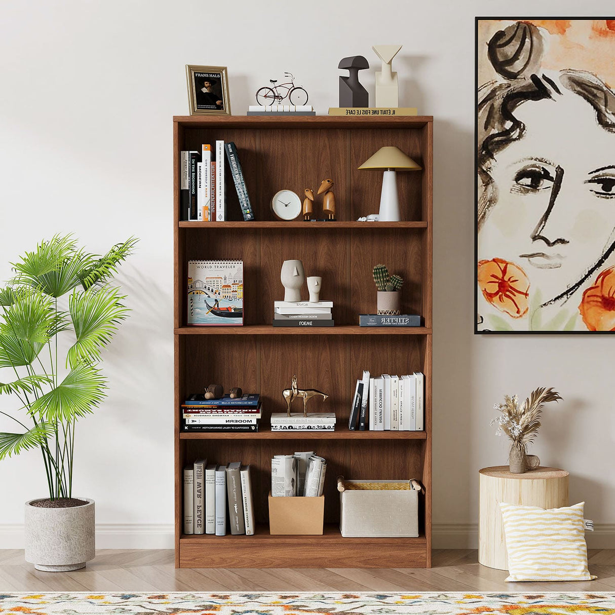 Vicllax Wooden Bookcase, 3/4/5 Shelf Display Open Bookshelves for Home Office