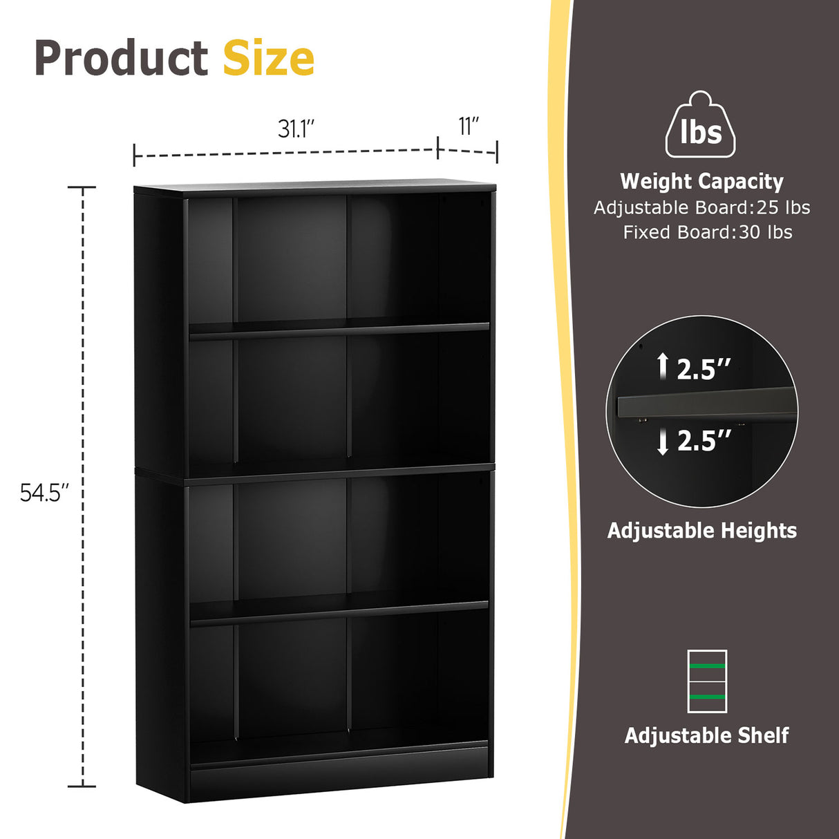 Vicllax Wooden Bookcase, 3/4/5 Shelf Display Open Bookshelves for Home Office