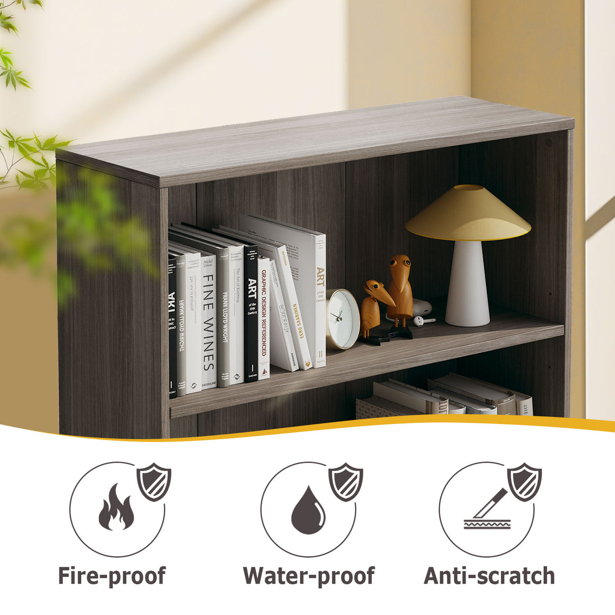 Vicllax Wooden Bookcase, 3/4/5 Shelf Display Open Bookshelves for Home Office