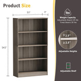 Vicllax Wooden Bookcase, 3/4/5 Shelf Display Open Bookshelves for Home Office