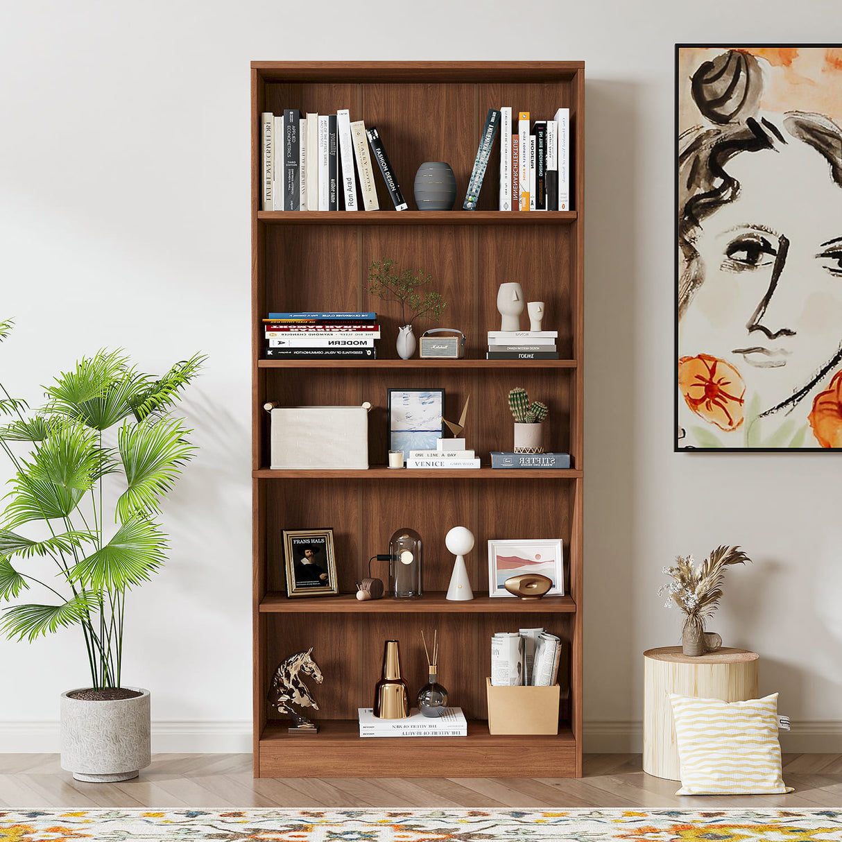 Vicllax Wooden Bookcase, 3/4/5 Shelf Display Open Bookshelves for Home Office