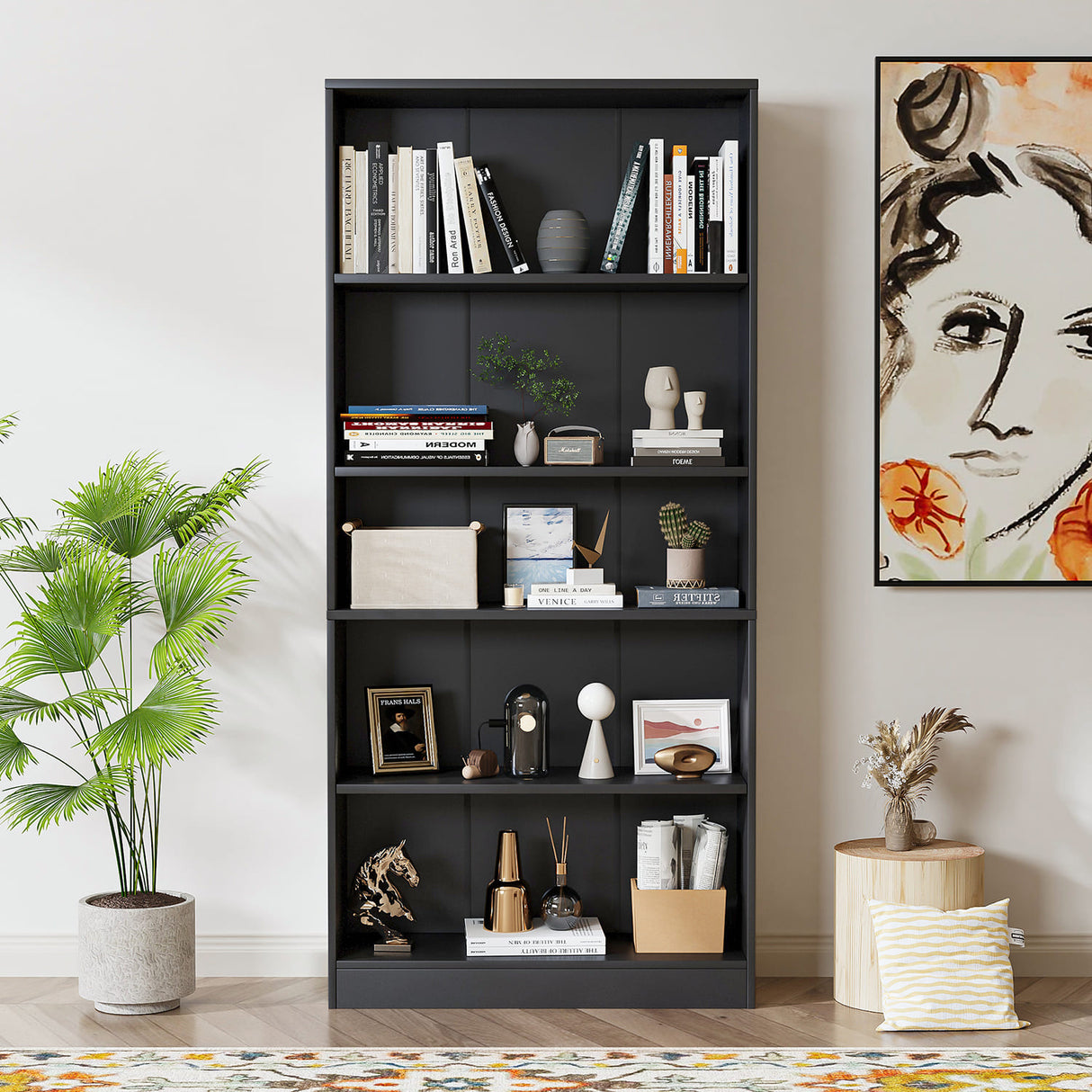 Vicllax Wooden Bookcase, 3/4/5 Shelf Display Open Bookshelves for Home Office