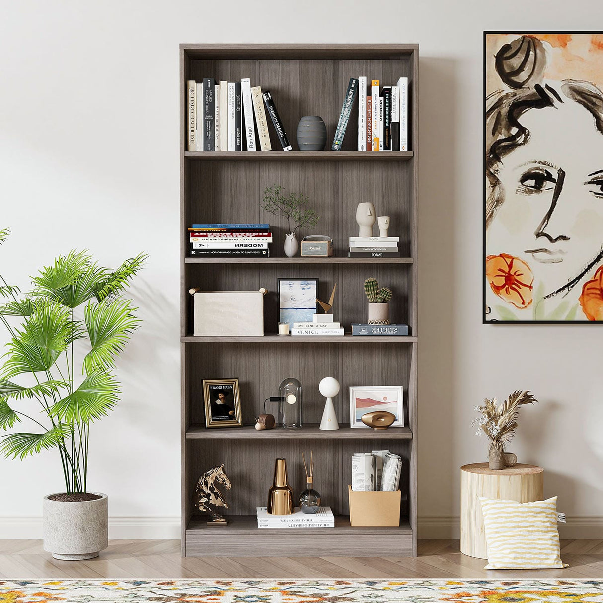 Vicllax Wooden Bookcase, 3/4/5 Shelf Display Open Bookshelves for Home Office