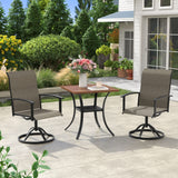 Vicllax 3 Pcs Outdoor Dining Set, 27.6" Square Bar Table and 2 Swivel Chairs