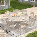 Vicllax Mesa redonda para patio de 42" con estante de almacenamiento y orificio para sombrilla ajustable 