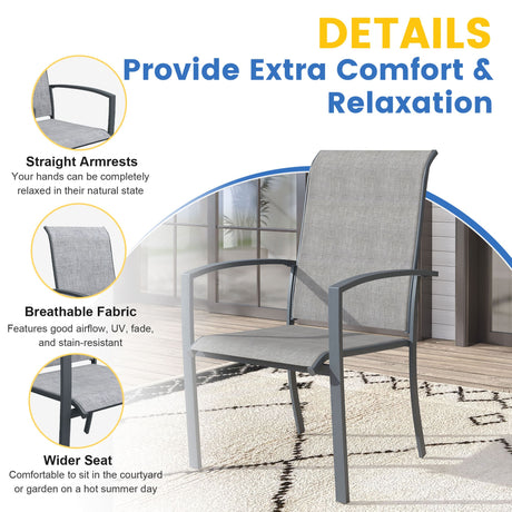 Vicllax 3 Pieces Outdoor Dining Set, 27.6" Round Bar Table and Skyline Stackable Chair