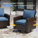 Vicllax Patio Wide Wicker Cushioned Sofa, Outdoor Wicker Chair, Double Lounge Balcony Seat