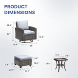 Vicllax 3/5 Pcs Garden Sofa Set, Wicker Outdoor Conversation Set with Sofa Chairs and Ottomans