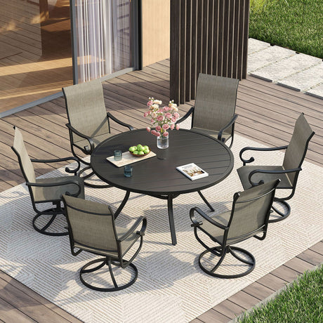 Vicllax Juego de sillas giratorias para patio de 2/4/6, silla de comedor giratoria de textileno para exteriores 