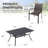 Vicllax 7 Pieces Outdoor Dining Set, Patio Rectangular Metal Table and  6 Stackable Metal Armchairs