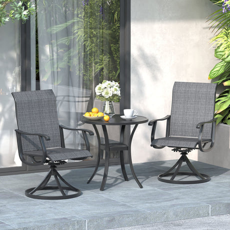 Vicllax 3-Piece Patio Bistro Set, Outdoor Swivel Chairs and 27.6" Small Metal Table With Storage Rack