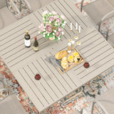 Vicllax Patio Dining Table Set for 8, Outdoor 59" Square Large Metal Table and Padded Swivel Dining Chairs