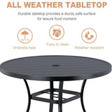 Vicllax 42" Round Metal Patio Table with Adjustable Umbrella Hole