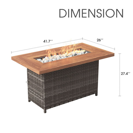 Vicllax Wicker Propane Fire Pit Table, Outdoor 50,000 BTU Gas Fire Pit