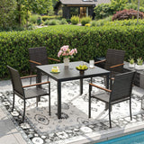 Vicllax 5 Pieces Outdoor Dining Set, Patio Rectangular Metal Table and  4 Stackable  Armchairs