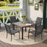 Vicllax Patio Dining Table for 4/6, Metal Dining Table with Umbrella Hole