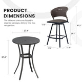Vicllax 3/5 PCS Outdoor Swivel Bar Set, Patio Wicker Bar Chairs and Round Bar Table