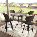 Vicllax 3/5 PCS Outdoor Swivel Bar Set, Patio Wicker Bar Chairs and Round Bar Table