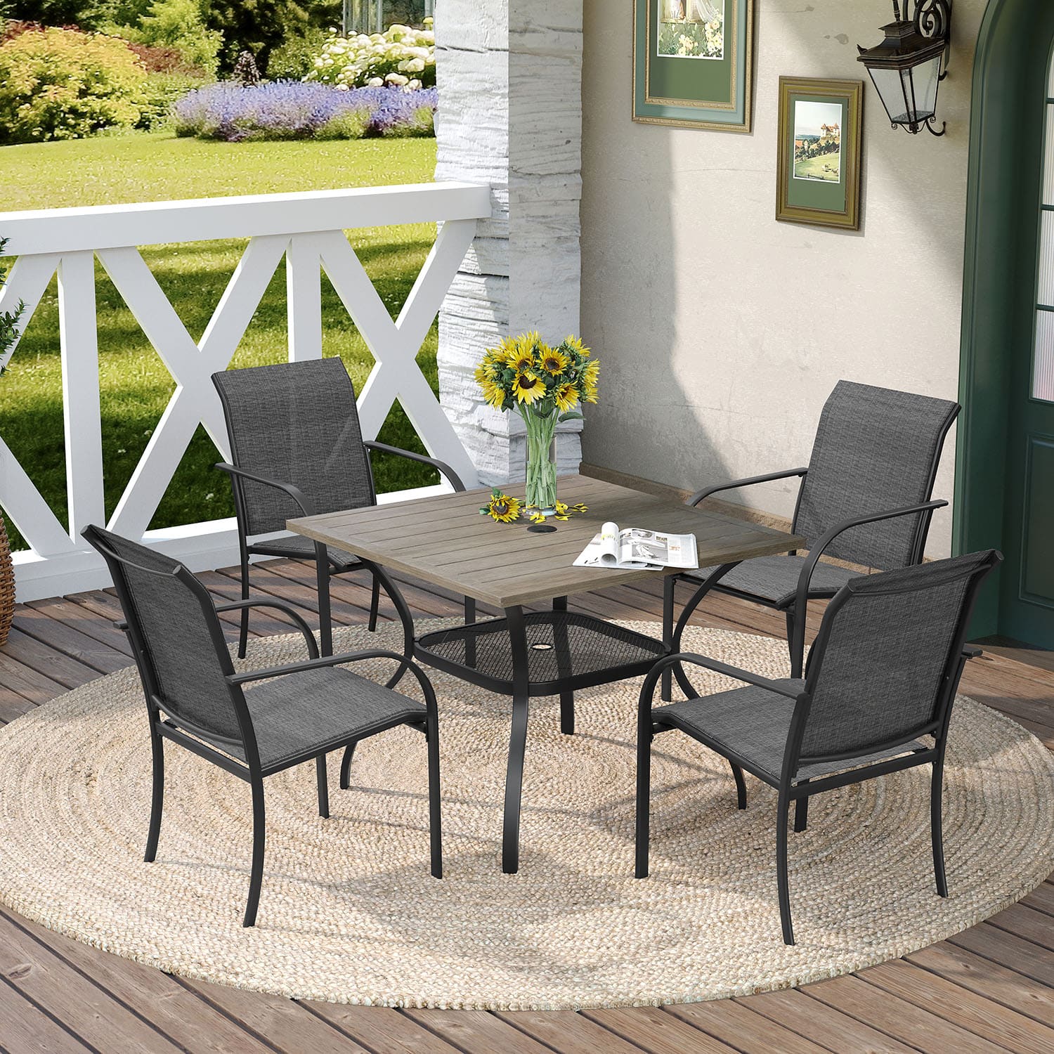 Vicllax 5 Pieces Outdoor Dining Set, 37.8