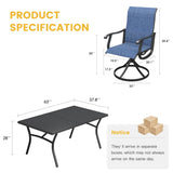 Vicllax 7/9 Pieces Outdoor Dining Set with Black Metal Rectangular Table and Textilene Swivel Chair
