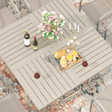 Vicllax Patio Dining Table Set for 8, Outdoor 59" Square Large Metal Table and Padded Swivel&Stackable Textilene Dining Chairs