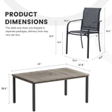 Vicllax 7 Pieces Outdoor Dining Set with Metal Rectangular Table and Stackable Sling Chair
