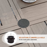 VICLLAX 7-Piece Outdoor Dining Set, 53” Round Metal Table with Umbrella Hole & Solana Swivel Chair