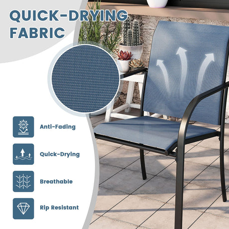 Vicllax Juego de comedor para exterior de 9 piezas con mesa redonda de metal de 54" y sillones de textileno 