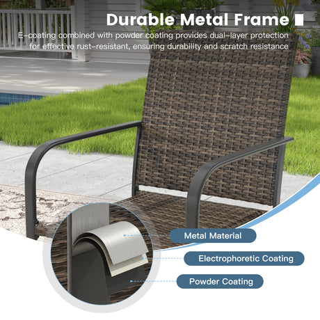 Vicllax 3 Pieces Outdoor Dining Set, 27.6"Square Table and 2 Stackable Armchairs