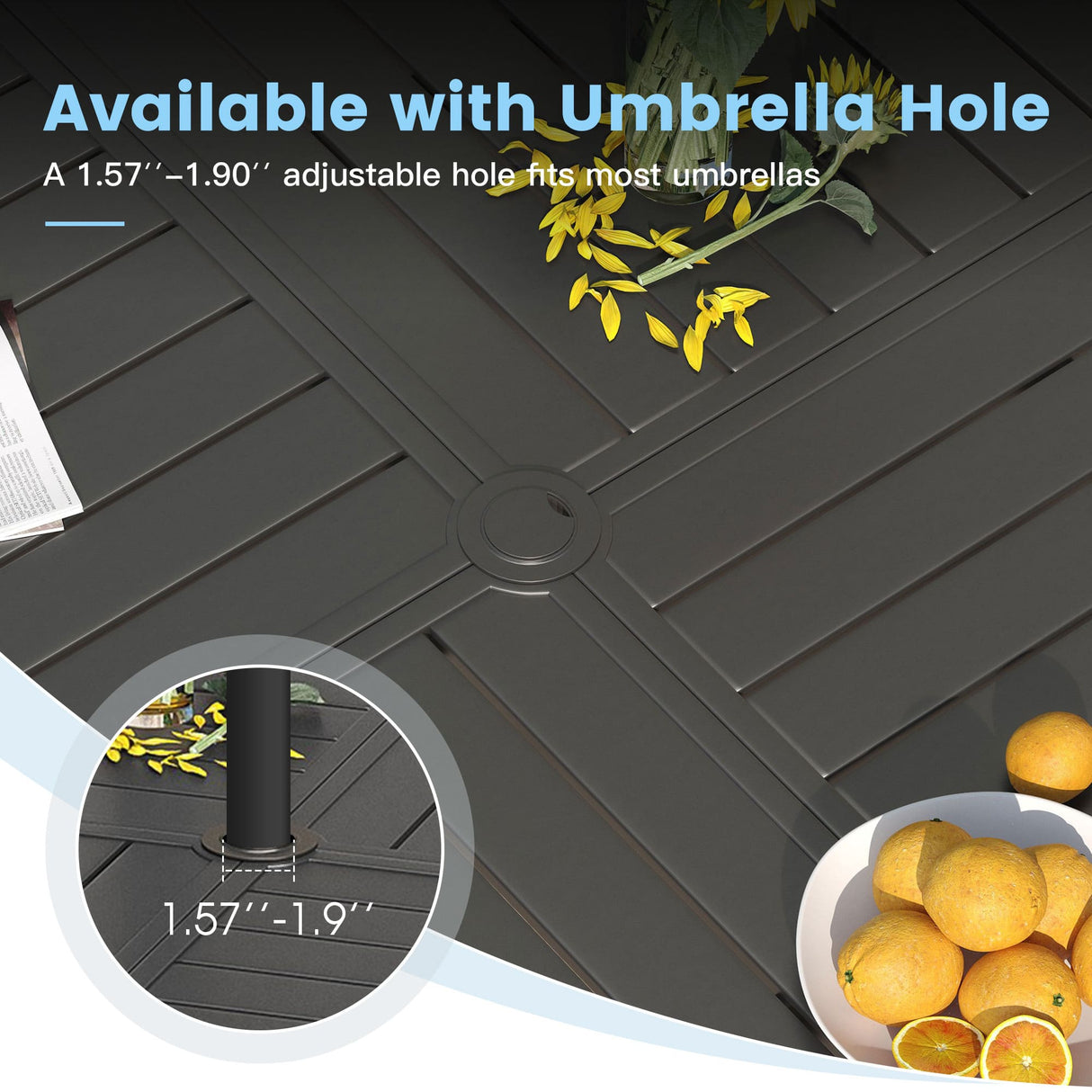 Vicllax 9 Pieces Outdoor Dining Set with 59" Square Dining Table and Swivel Chairs