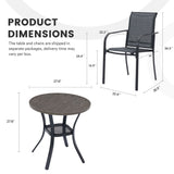 Vicllax 3-Piece Patio Bistro Set, Outdoor Stackable Sling Chairs and Metal Round Table