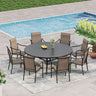 Vicllax 9-Piece Outdoor Dining Set with Patio Round Metal Table and High Back Stackable Chairs