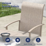 Vicllax 7 pcs Outdoor Dining Set,  Rectangular Metal Table and 6 Textilene Swivel Dining Chairs