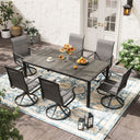 Vicllax 7 Pieces Outdoor Dining Set with Rectangular Dining Table and Swivel Chairs