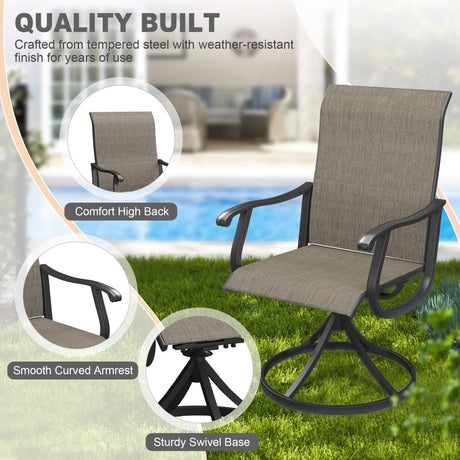 Vicllax Juego de sillas de comedor para patio de 2/4/6, silla de comedor giratoria para exteriores con respaldo alto 