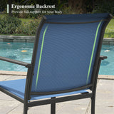 VICLLAX 11-Pcs Outdoor Dining Set, 63” Round Metal Table with Umbrella Hole & 10 Stackable  Chairs