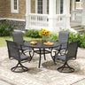 Vicllax 5/7 Pieces Outdoor Dining Set, Metal Round Dining Table and Premium Swivel Chairs