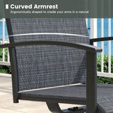 VICLLAX 5-pcs Outdoor Dining Set, 41” Round Metal Table with Umbrella Hole & 4 Swivel Textilene Chairs