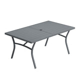 Vicllax Outdoor Metal Dining Table for 8 with Umbrella Hole, 70.9" Rectangular Dining Table
