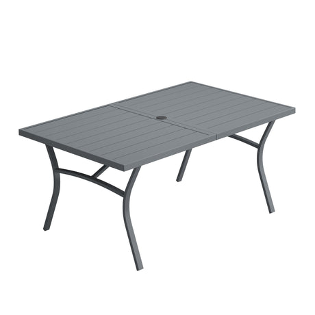 Vicllax Outdoor Metal Dining Table for 6 with Umbrella Hole