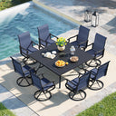 Vicllax Patio Dining Table Set for 8, Outdoor 59" Square Large Metal Table and Swivel Dining Chairs